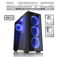 BOOST Power Boost VK-G1007B USB 3.0 Tempered Glass Pencereli Mavi Fanlı Gaming Kasa (PSU Yok) JBST-VKG1007B - 1
